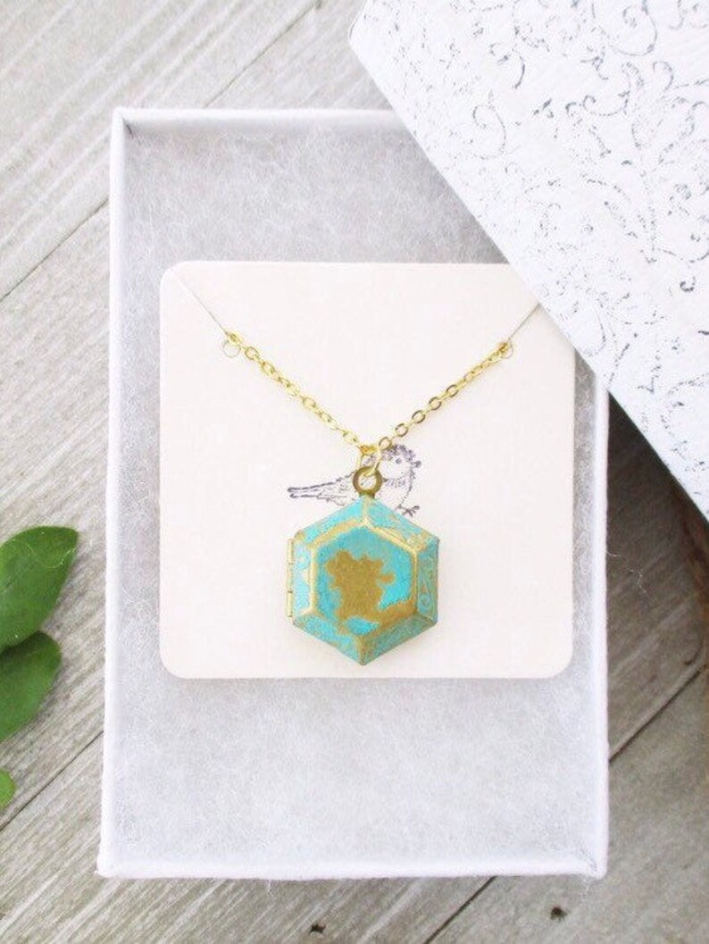 gift gold geometric locket necklace jewelry