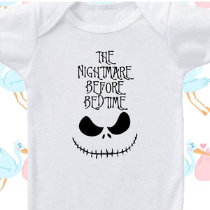 New Baby Gift Halloween Outfit Newborn Baby Grow Nightmare Before Bedtime Baby Expecting Mom Gift Baby Boy Clothes Baby Shower Gift BB0070 image 2