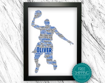 PERSONALISED Badminton Player Word Art Wall Print Gift Idea Male Sport Game Play