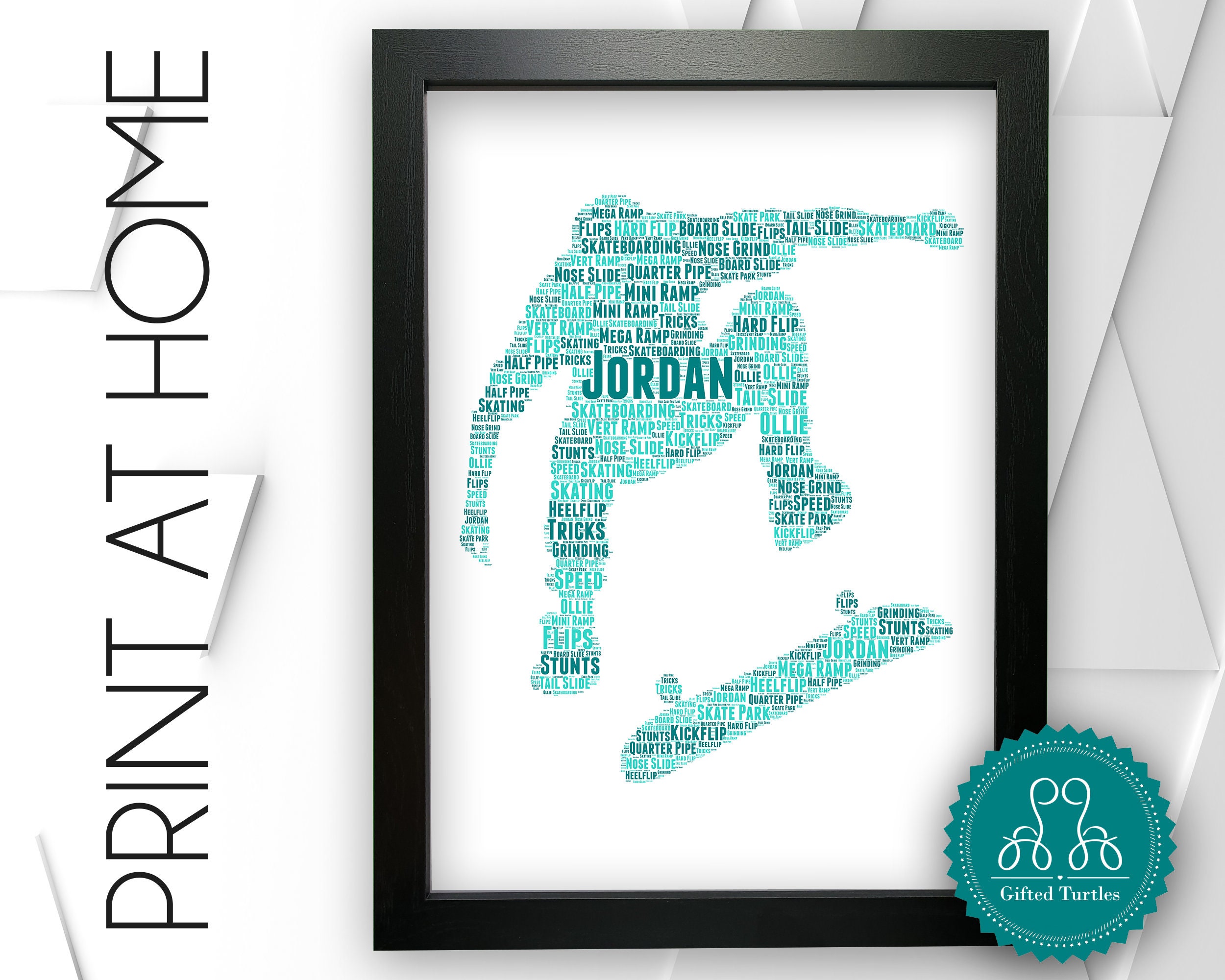 Personalised PRINTABLE Skateboard Word Art Gift Skateboarding Etsy