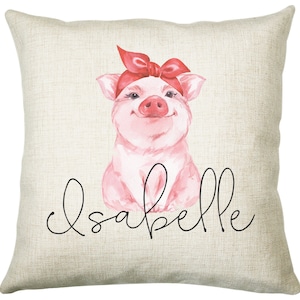Personalised Piglet Pig Cushion Gift Printed Name Design - Cushion Throw Pillow Gift For Mum Friend Bedroom Birthday Christmas Gift CS067