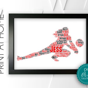 Personalised PRINTABLE Volleyball Word Art Gift For Volleyball Team Gift Wall Art Wall Prints Digital Download Prints Match DDGC1181