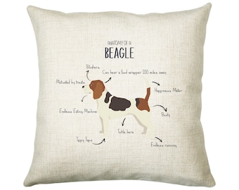 Anatomy of a Beagle Funny Gift For Him Or Her Cushion Pillow Bedroom Decor CS375