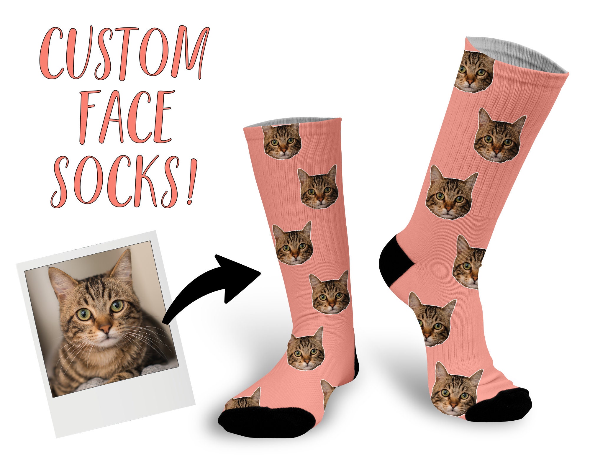  Calcetines personalizados para la cara personalizada de su foto  Pet Dog Cat Picture High Crew Socks con su texto regalo personalizado para  hombres mujeres, 50cm : Ropa, Zapatos y Joyería