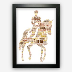 Personalised Dressage Horse Rider Gift For Equestrian Horse Riding Enthusiast -  Dressage Gift Word Art Wall Room Decor Prints SC0009