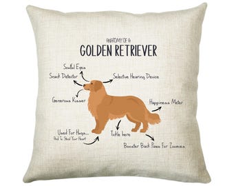 Anatomy of a Golden Retriever Funny Gift For Him Or Her Cushion Pillow Bedroom Decor CS410