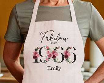 60th Birthday Gift for Women - Personalised Apron Happy Birthday 1966 60 Gift for Her - Ladies Floral Design Daughter Niece Sixty BNC60AP