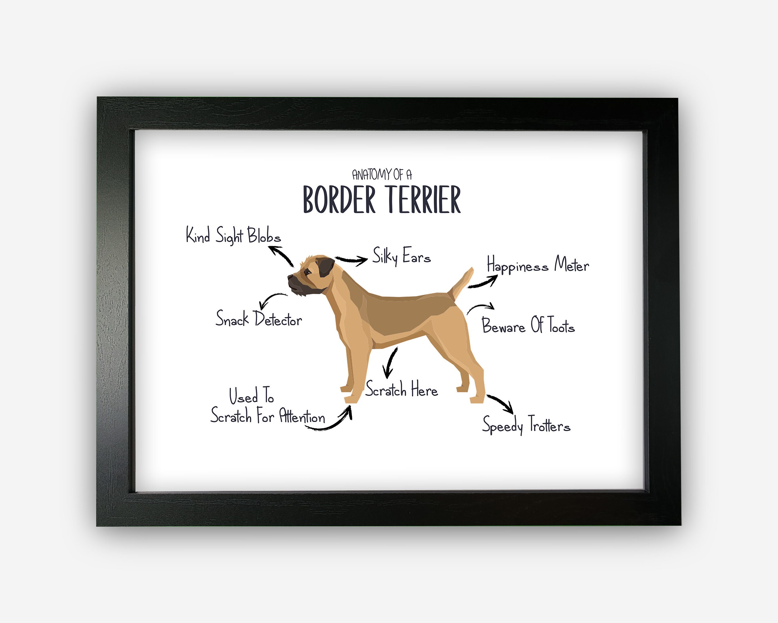 AD-BT5GC Border Terrier Puppy Dog Black Rim Glass Coaster Animal Breed Gift 