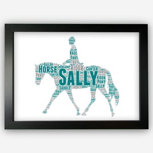 Personalised Horse Rider Gift For Equestrian Horse Riding Enthusiast - Showjumping Dressage Eventing Gift Word Art Wall Room Prints PG0584