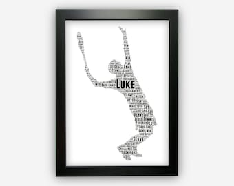 Personalised Tennis Player Gifts Tennis Word Art Wall Print - Gift For Tennis Gifts For Him Player Coach Instructor - Club Team Gift GC1165