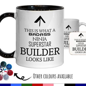 This Is What A Badass Builder Looks Like 11oz Coffee Mug Tea Gift Idea For Bricklayer Construction Worker Property Developer MG0607