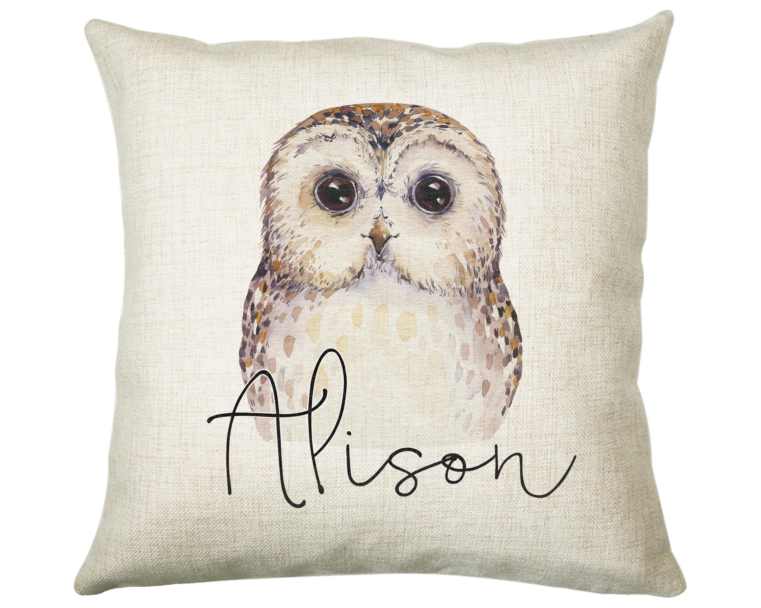 Personalised Owl Cushion Gift Printed Name Design - Cushion Throw Pillow Gift For Boys Nursery Bedro