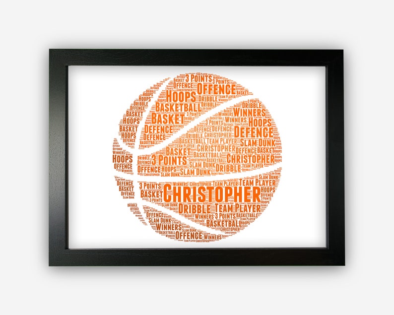 Personalised Basketball Gifts For Basketball Team Player Basketball Coach Gift Word Art Wall Room Decor Prints PG0571 image 1