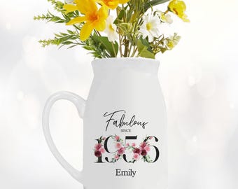 70th Birthday Gift for Women - Fabulous Since 1956 Small Personalised Flower Pot Vase 70 Gift for Her Ladies Floral Design Nan Gran BNC70