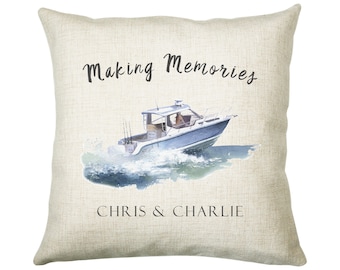 Cadeau personnalisé de coussin de bateau faisant des souvenirs imprimés nom aquarelle design coussin jeter oreiller cadeau pour lui son cadeau de Noël CS370