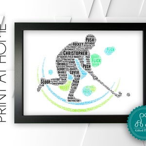 Regalo personalizado e imprimible de hockey sobre césped con palabras artísticas, regalos de hockey, impresiones deportivas, impresiones de pared de jugadores, arte de pared, regalo de descarga digital DDGC1066