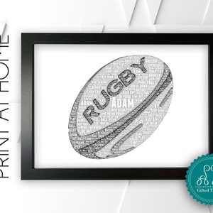 Personalised PRINTABLE Rugby Gift Word Art Wall Print - Rugby Team Player Gift Rugby Ball Game Play Rugby Digital Download Prints DDNP164