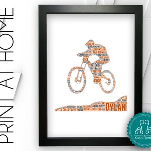 Personalised PRINTABLE Mountain Biking Gifts Word Art Wall Print - Bike Lover Gifts Wall Room Decor Prints Digital Download Prints DDSC0090