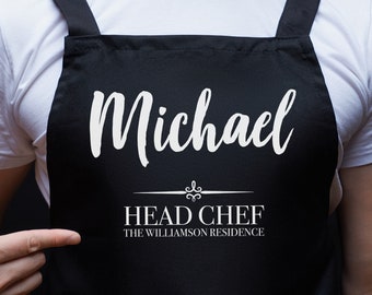 Personalised Apron for Men Gift for Dad - Barbecue BBQ Cooking Apron - Great Fathers Day Gift Idea Head Chef AP0031