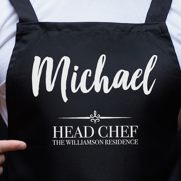 Personalised Apron for Men Gift for Dad - Barbecue BBQ Cooking Apron - Great Fathers Day Gift Idea Head Chef AP0031