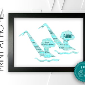 Cadeaux de nage synchronisée imprimables personnalisés, impression murale Word Art - cadeaux de natation, décoration murale, impressions personnalisées en téléchargement numérique DDSC0108