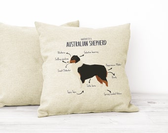 Anatomy of a Australian Shepherd Funny Gift For Him Or Her Cushion Pillow Bedroom Decor CS379