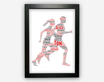 Personalised Running Gift For Couple Print For Runner Run Gift Marathon Triathlon Gift For Him Her Word Art Wall Room Decor Prints GC1124