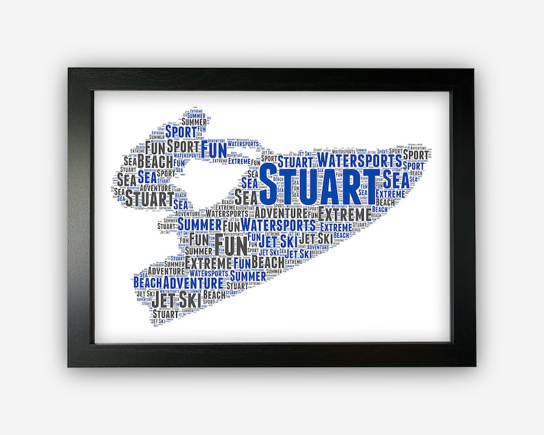 Personalised Word Art Gift Jet Ski Gift Water Sports Gifts Etsy UK