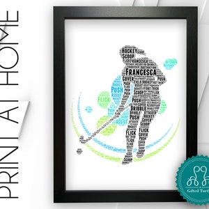 Personalised PRINTABLE Field Hockey Word Art Gifts Hockey Gifts Print Sports Gifts For Player Wall Prints Wall Art Digital Download DDGC1067