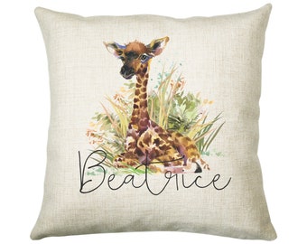 Personalised Giraffe Cushion Gift Printed Name Design - Cushion Throw Pillow Gift For Mum Dad Friend Bedroom Birthday Christmas Gift CS160