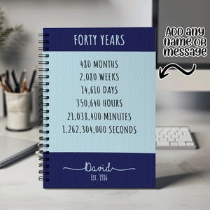 40th Birthday Gift for Men - Personalised Birthday Notebook 1986 Gift for Him Year Month Week Design Notepad Dad Brother Forty 40th BNE40