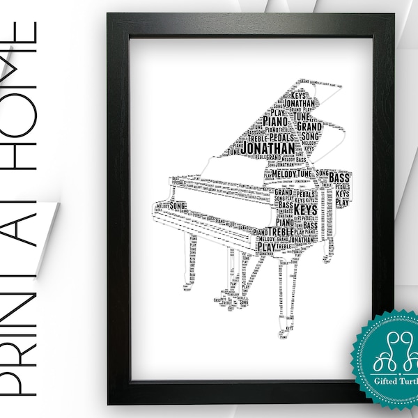 Personalised PRINTABLE Grand Piano For Pianist Piano Gift Word Art Musical Gifts Wall Room Decor Prints Digital Download Prints DDPG0045