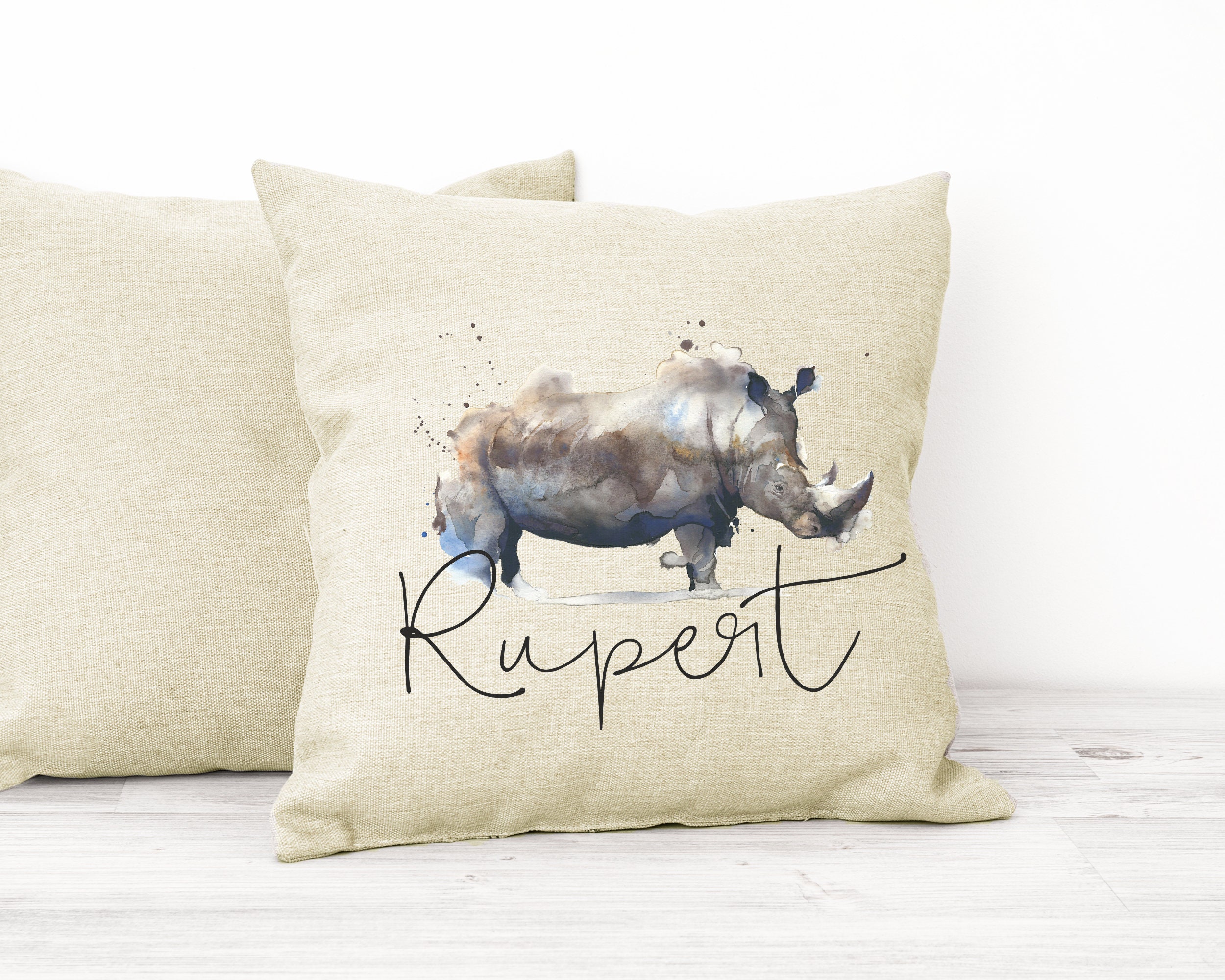 Personalised Rhino Cushion Gift Printed Name Design Cushion Etsy