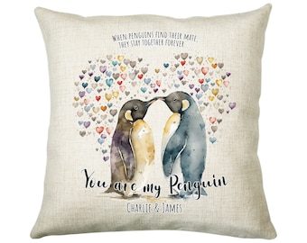 Personalised Valentines Day Penguins Cushion Gift - You Are My Penguin Cushion Throw Pillow Gift For Him Her Husband Wife Gift CS515