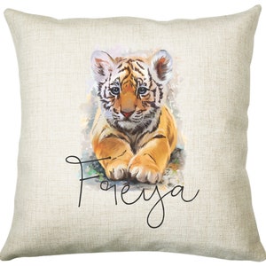 Personalised Tiger Cushion Gift Printed Name Design Big Cat Cushion Throw Pillow Gift For Mum Dad Friend Bedroom Birthday Gift CS137