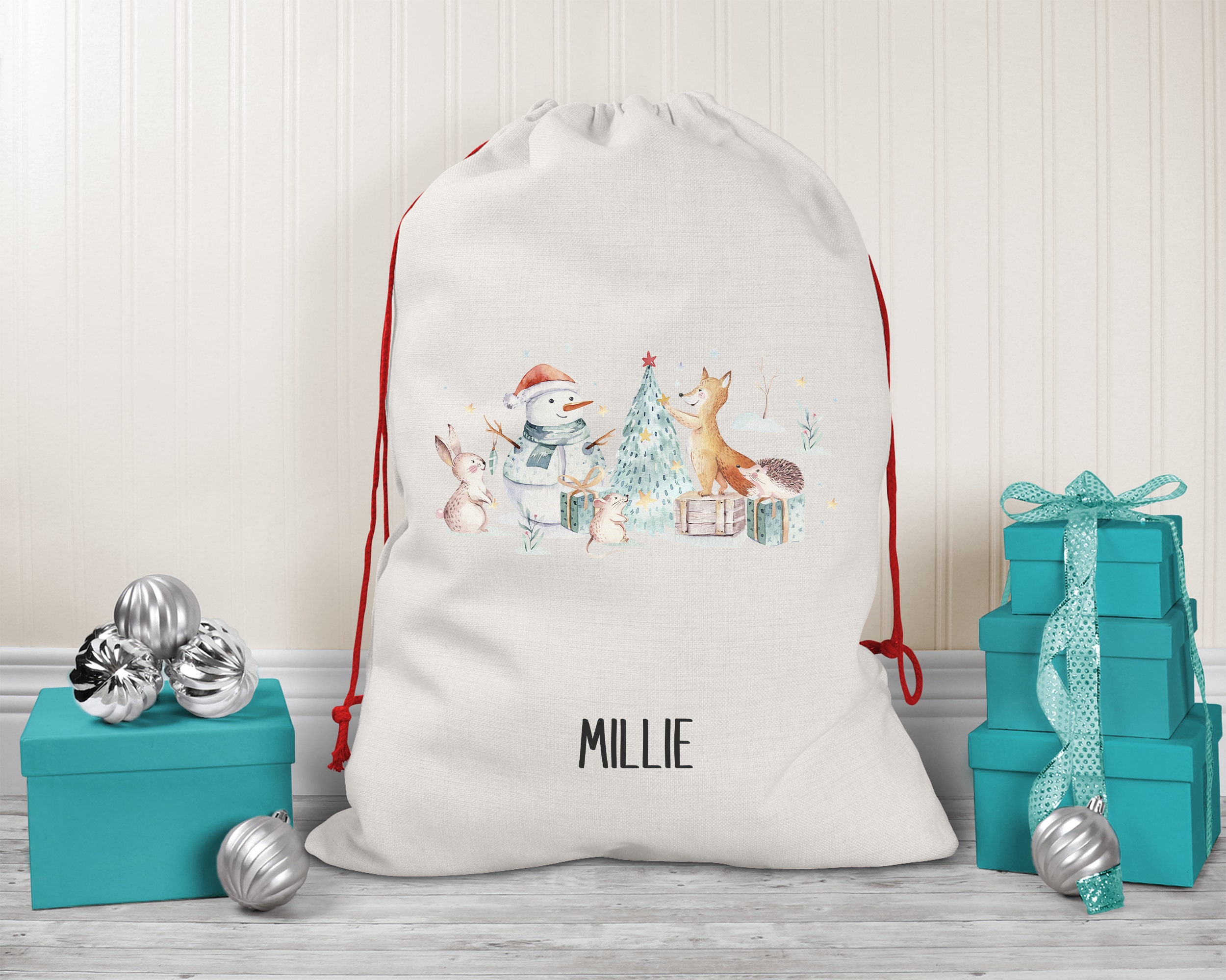Personalised Large Christmas Sack Xmas Animal Tree Scene - Etsy Personalised Large Christmas Sack Xmas Animal Tree Scene - Etsy