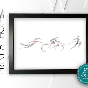 Personalised PRINTABLE Triathlon Running Athlete Iron Man Gift Word Art Wall Room Decor Digital Download DDGC1173