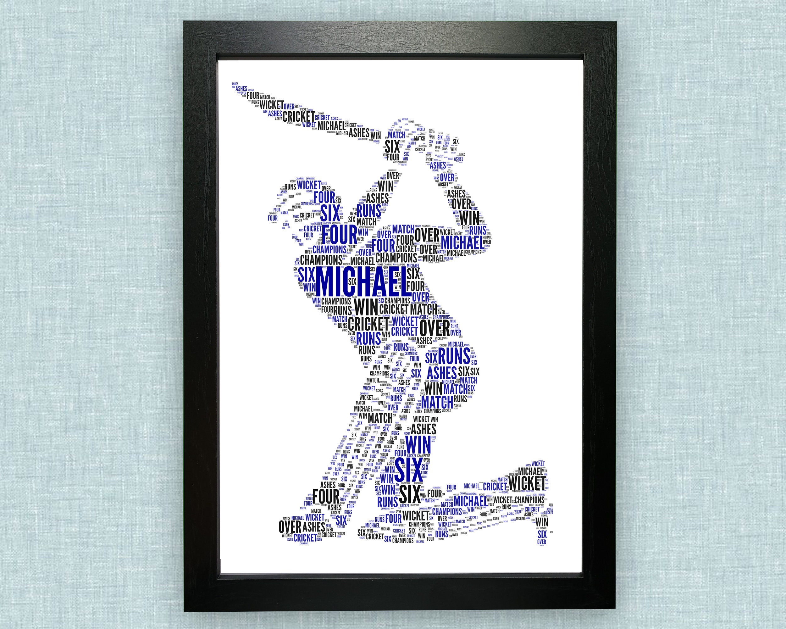Personalised Cricket Word Art Gift Cricketer Wall Art Print Etsy