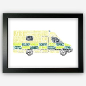 Personalised Ambulance Paramedic Print Word Art Gift Wall Room Decor Prints SC0271