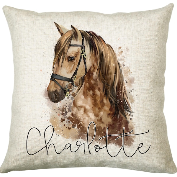 Personalised Horse Lover Cushion Gift Printed Name Design - Cushion Throw Pillow Gift For Boys Nursery Bedroom Birthday Gift CS049