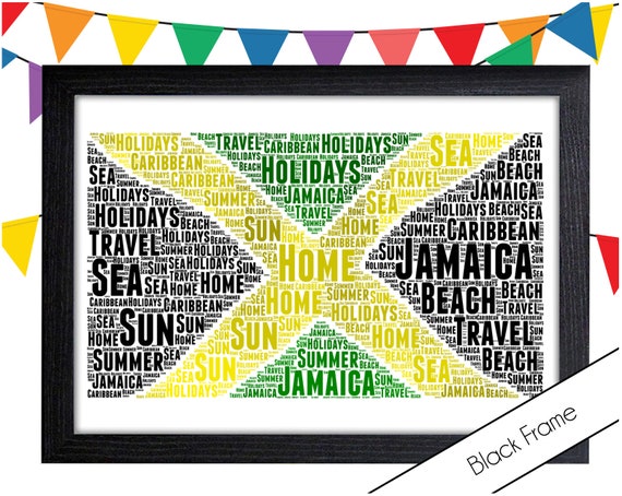 Jamaica Jamaican Caribbean Island Flag Moon Travel Advertisement Art Poster