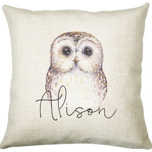 Personalised Owl Cushion Gift Printed Name Design - Cushion Throw Pillow Gift For Boys Nursery Bedroom Birthday Christmas Gift CS033