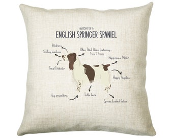 Anatomy of a English Springer Spaniel Funny Gift For Him Or Her Cushion Pillow Bedroom Decor CS406