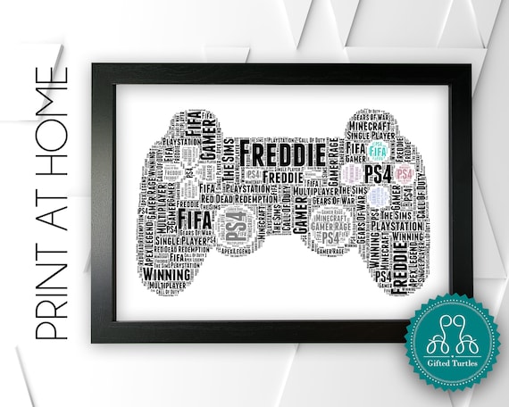 Personalised PRINTABLE Gamer Gift Games Controller Wall Art Gift.