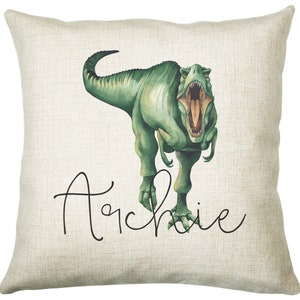 Personalised Dinosaur Cushion Gift Printed Name Design - Cushion Throw Pillow Gift For Boy Girl Kids Bedroom Birthday Christmas Gift CS169