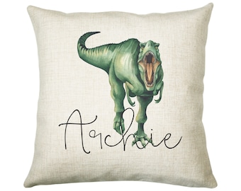 Personalised Dinosaur Cushion Gift Printed Name Design - Cushion Throw Pillow Gift For Boy Girl Kids Bedroom Birthday Christmas Gift CS169