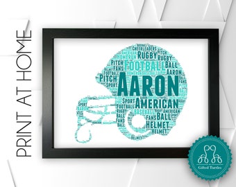 Personalised American Football PRINTABLE Gifts Word Art Wall Print - Football Gifts Wall Decor Custom Print At Home Wall Art Print DDPG0573