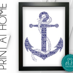 Personalised PRINTABLE Anchor Word Art Gift Nautical Theme Gifts Sailor Gifts Wall Art Wall Prints Wall Art Digital Download Prints DDNP065