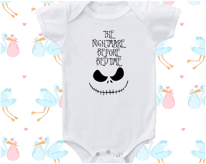 New Baby Gift Halloween Outfit Newborn Baby Grow Nightmare Before Bedtime Baby Expecting Mom Gift Baby Boy Clothes Baby Shower Gift BB0070 image 2