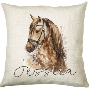 Personalised Horse Lover Cushion Gift Printed Name Design - Cushion Throw Pillow Gift For Boys Nursery Bedroom Birthday Gift CS049